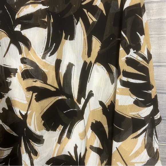 Alfred Dunner Blouse Womens 1X Top Sheer Black Cream White Flutter Abstract - Picture 4 of 10